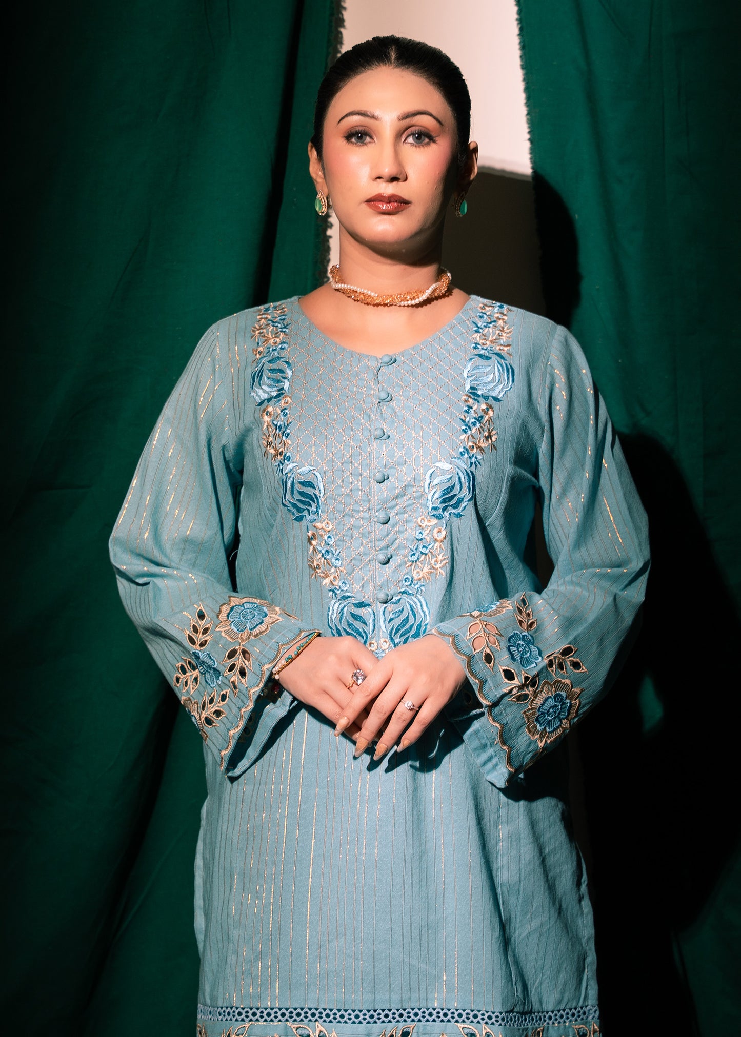 Aqua Zeenat – Embroidered Karandi Two-Piece