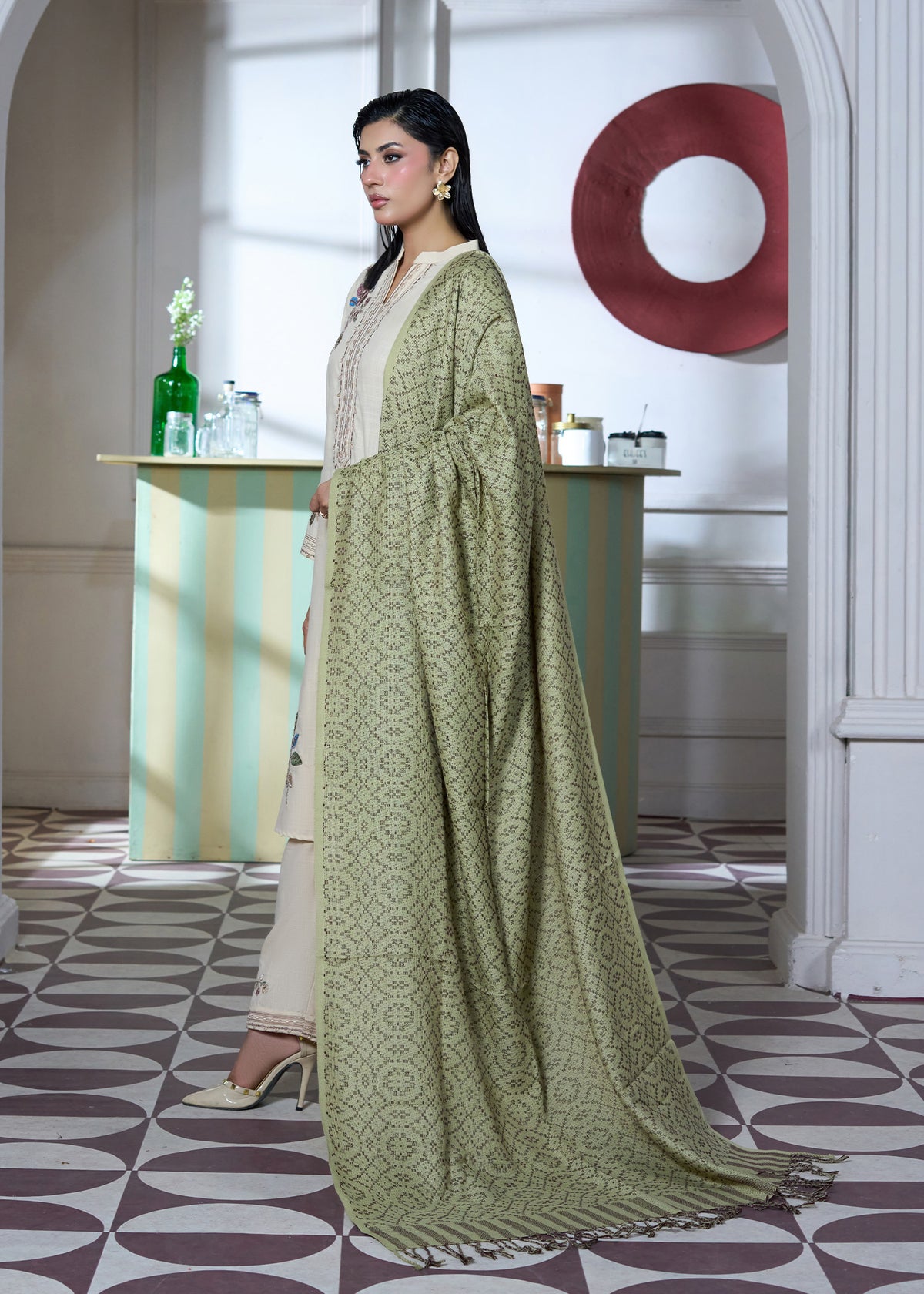 Pistachio Green Woven Shawl