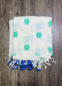 Blue & White Geometric Border Dupatta