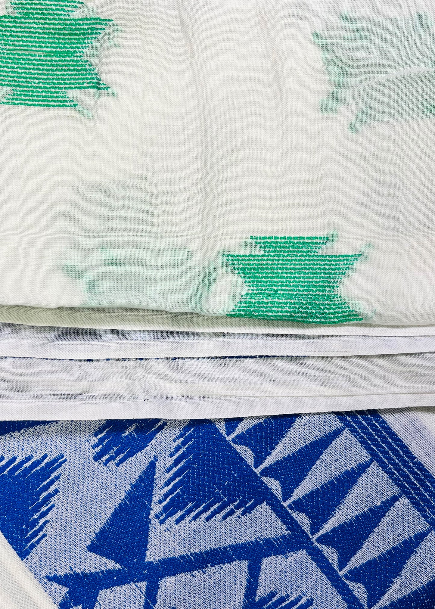Blue & White Geometric Border Dupatta