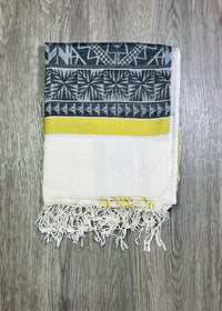 Grey & Mustard Stripe Cotton Dupatta