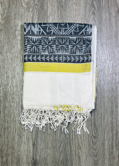 Grey & Mustard Stripe Cotton Dupatta