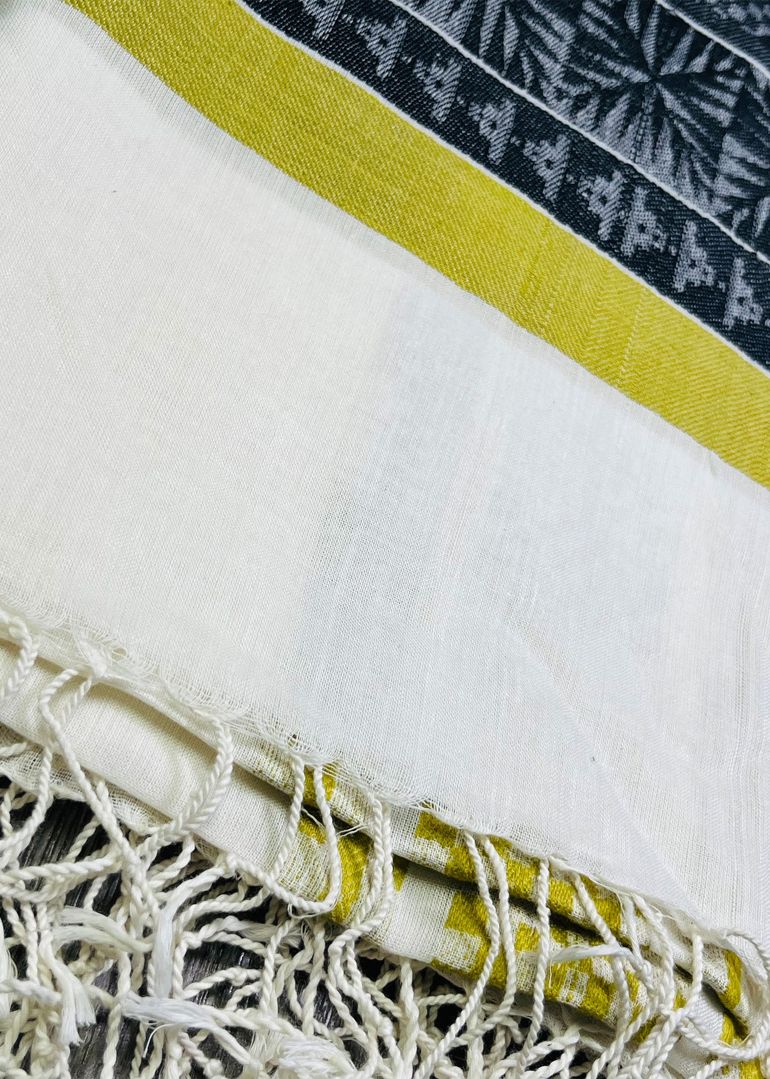 Grey & Mustard Stripe Cotton Dupatta