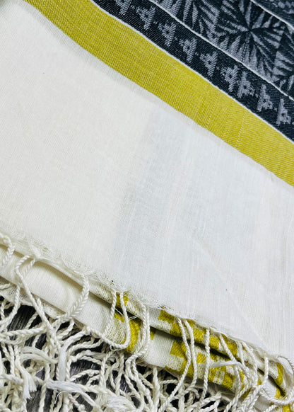 Grey & Mustard Stripe Cotton Dupatta