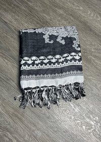 Black Monochrome Baroque Jacquard Shawl