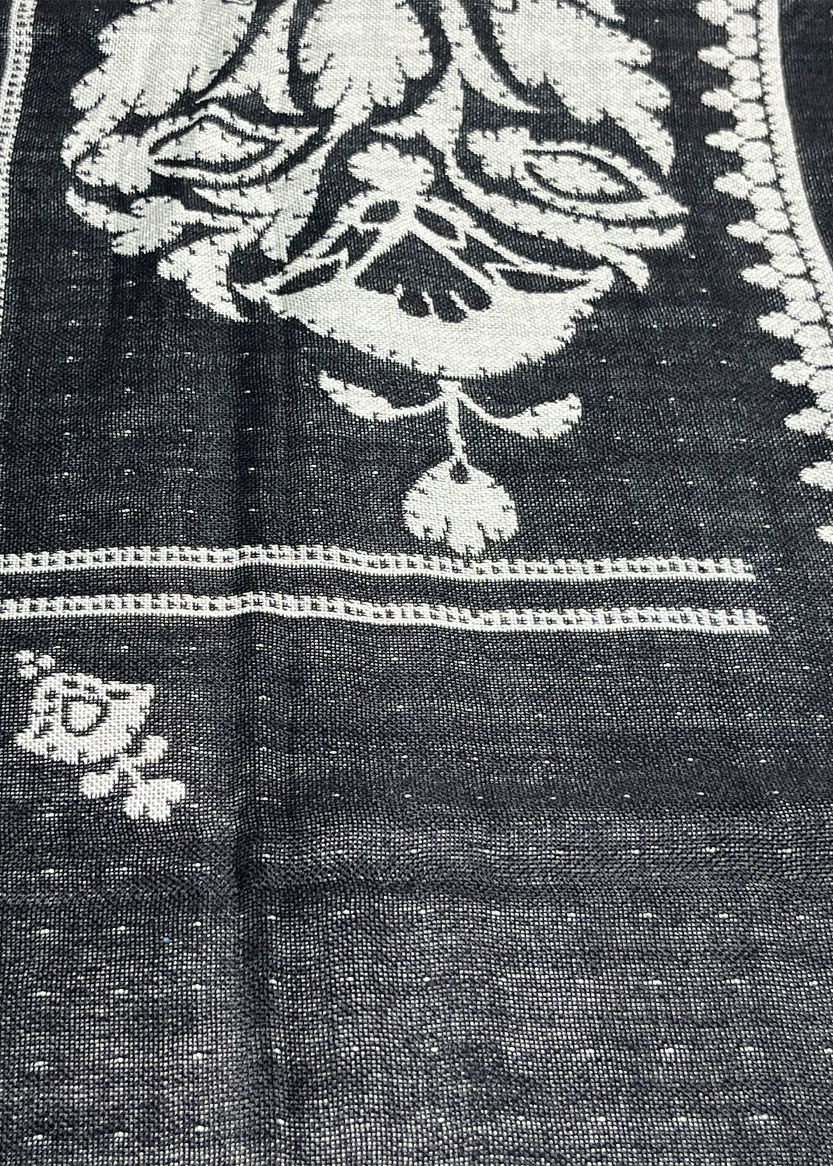 Black Monochrome Baroque Jacquard Shawl