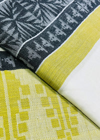 Grey & Mustard Stripe Cotton Dupatta