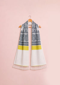 Grey & Mustard Stripe Cotton Dupatta