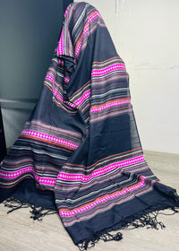 Black & Hot Pink Border Dupatta