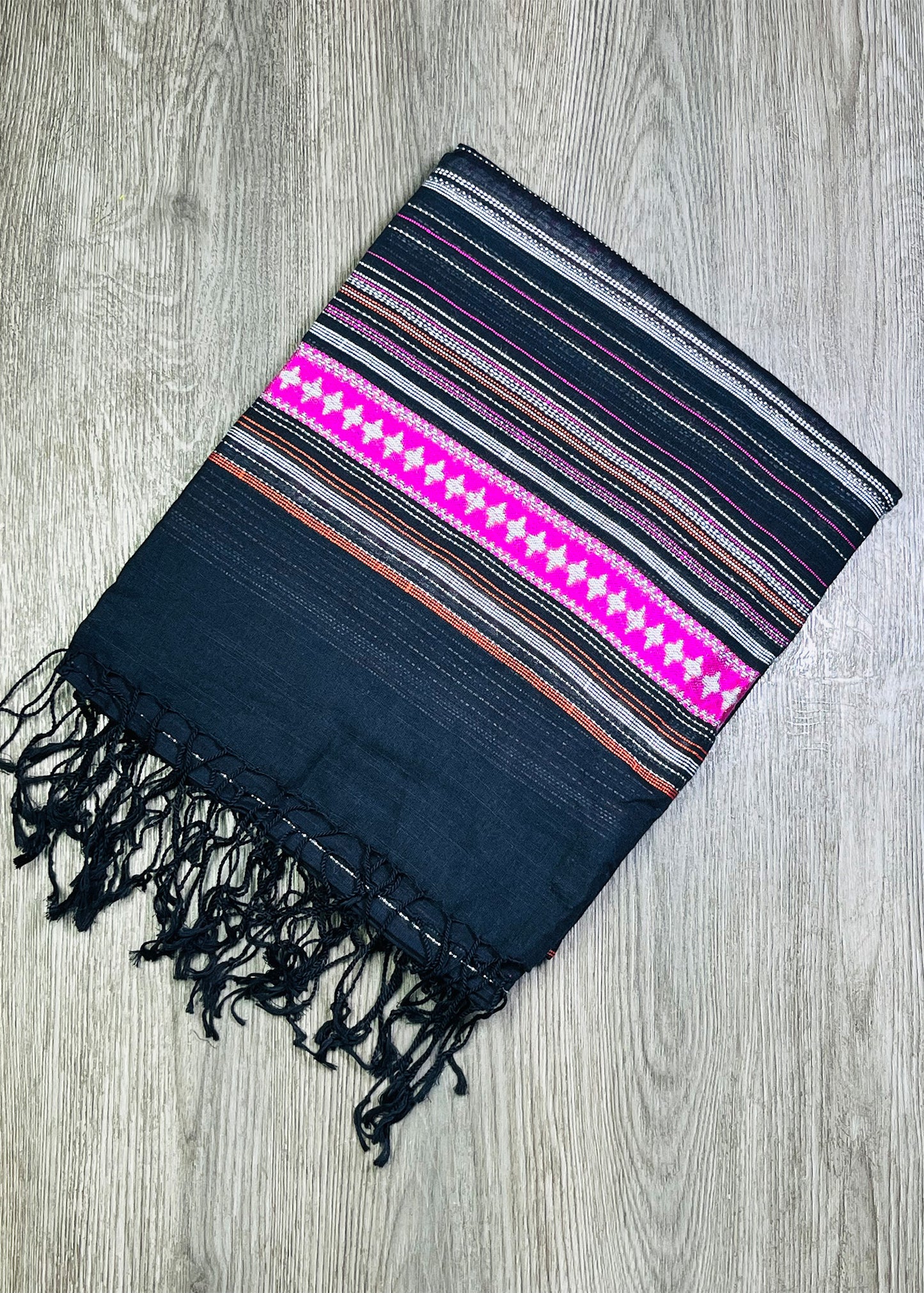 Black & Hot Pink Border Dupatta