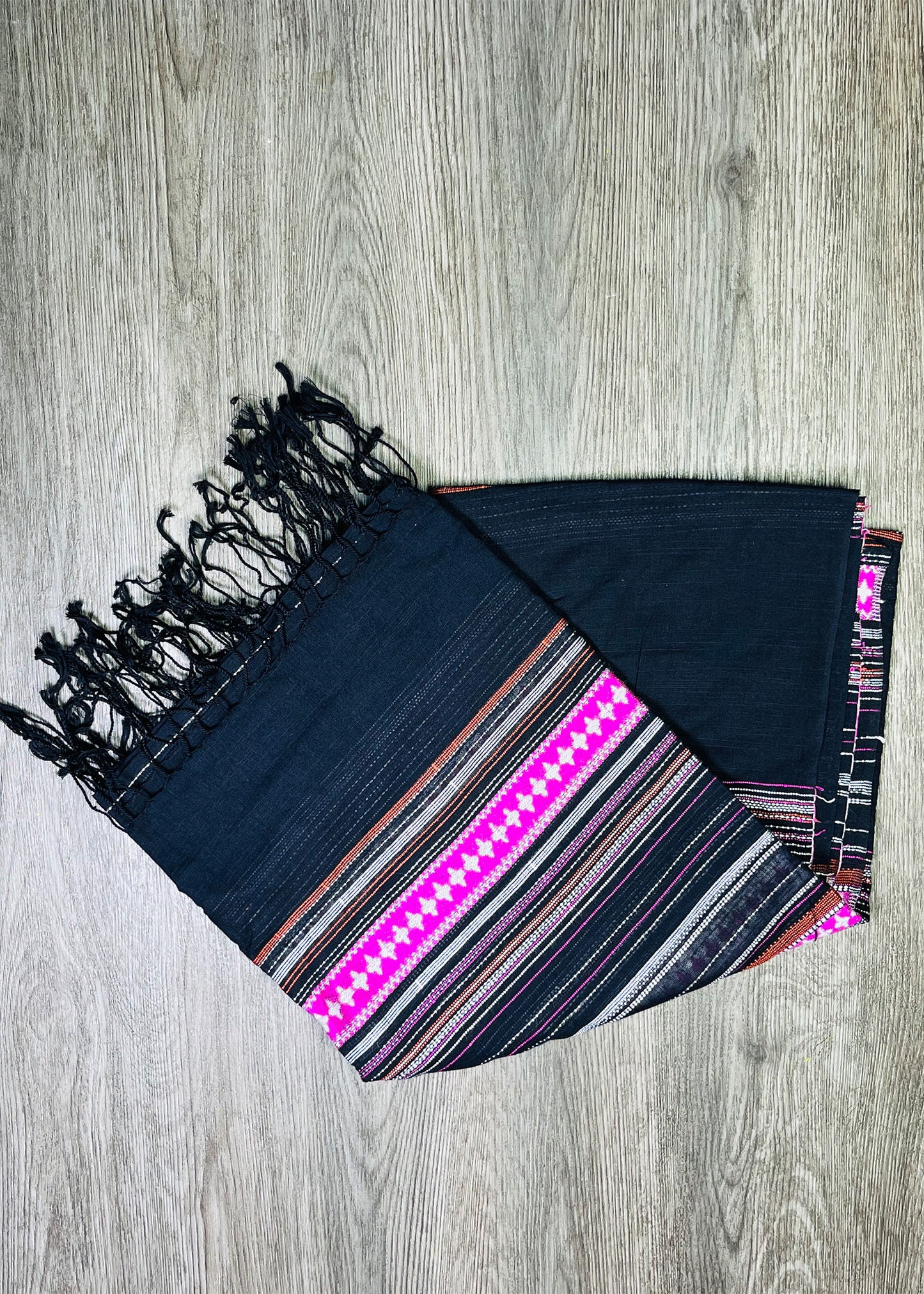 Black & Hot Pink Border Dupatta
