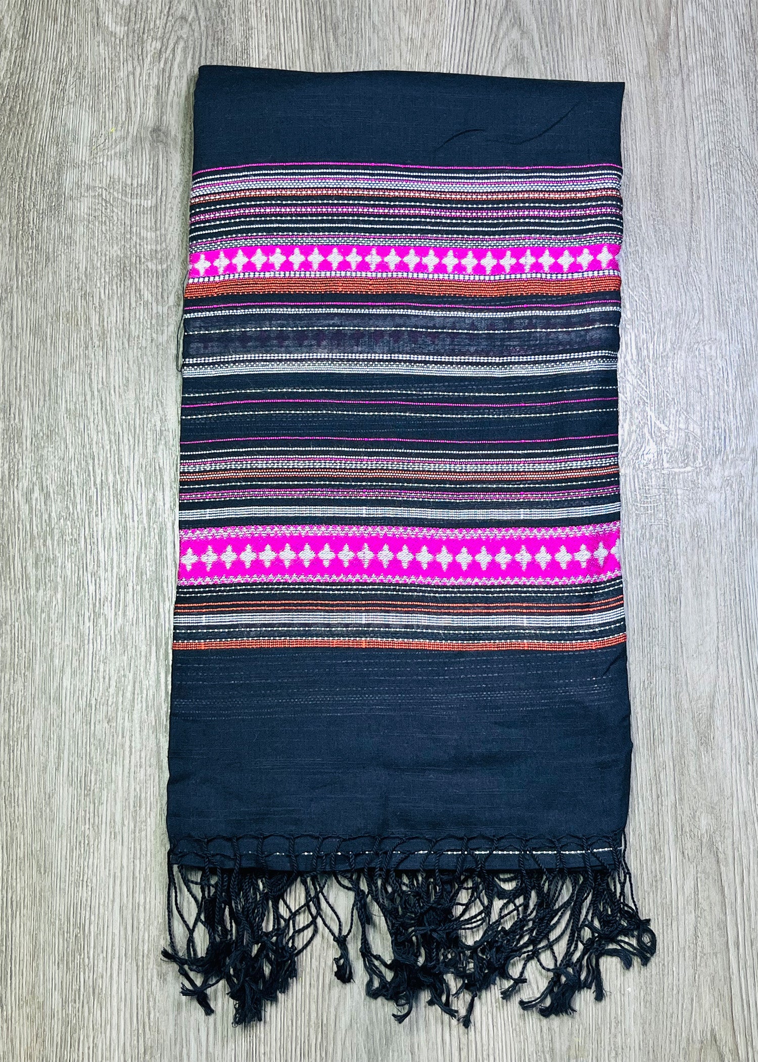 Black & Hot Pink Border Dupatta