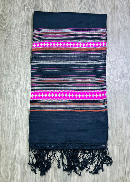 Black & Hot Pink Border Dupatta