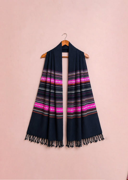 Black & Hot Pink Border Dupatta