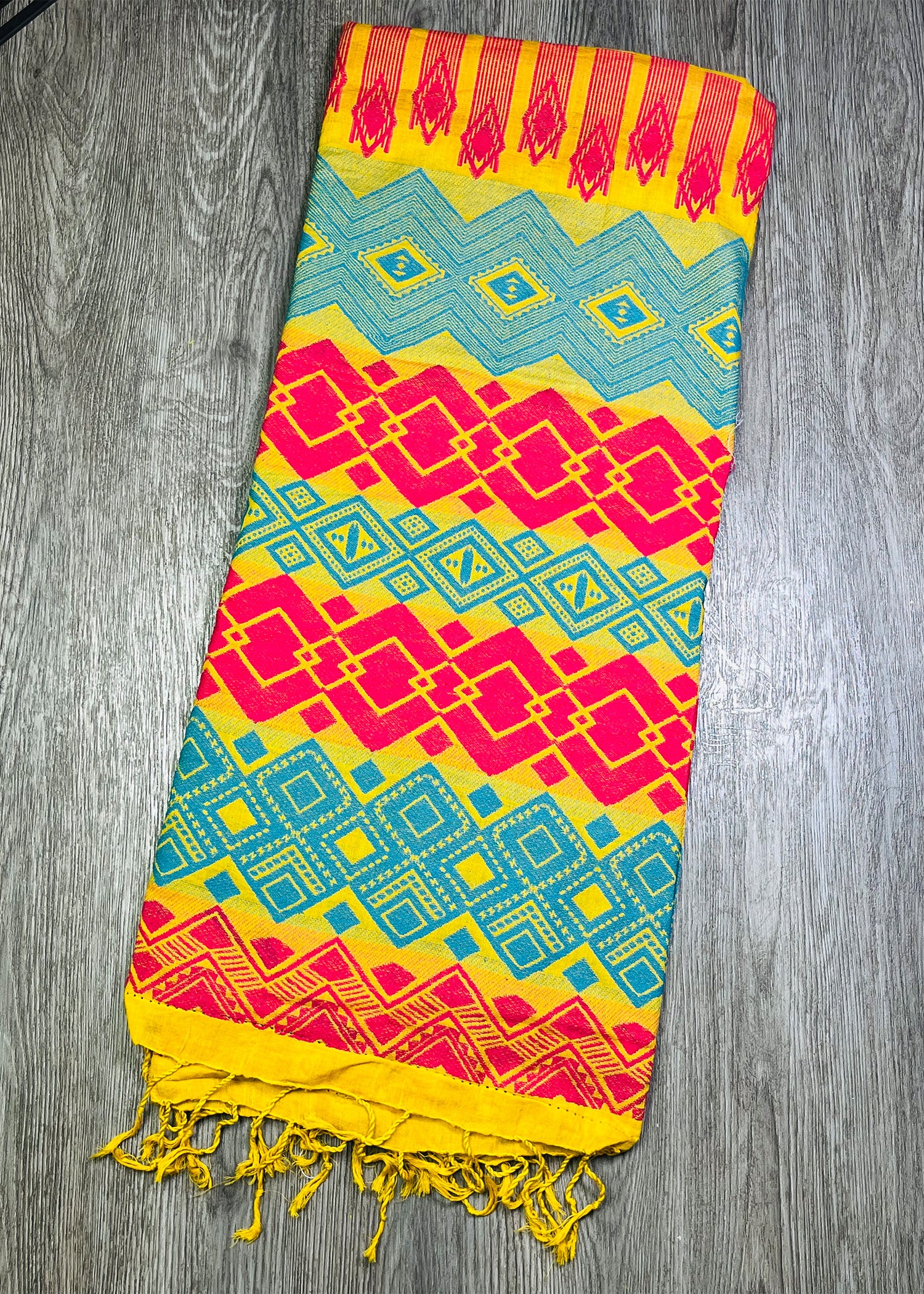 Vibrant Yellow Geometric Dupatta