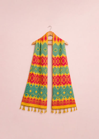 Vibrant Yellow Geometric Dupatta