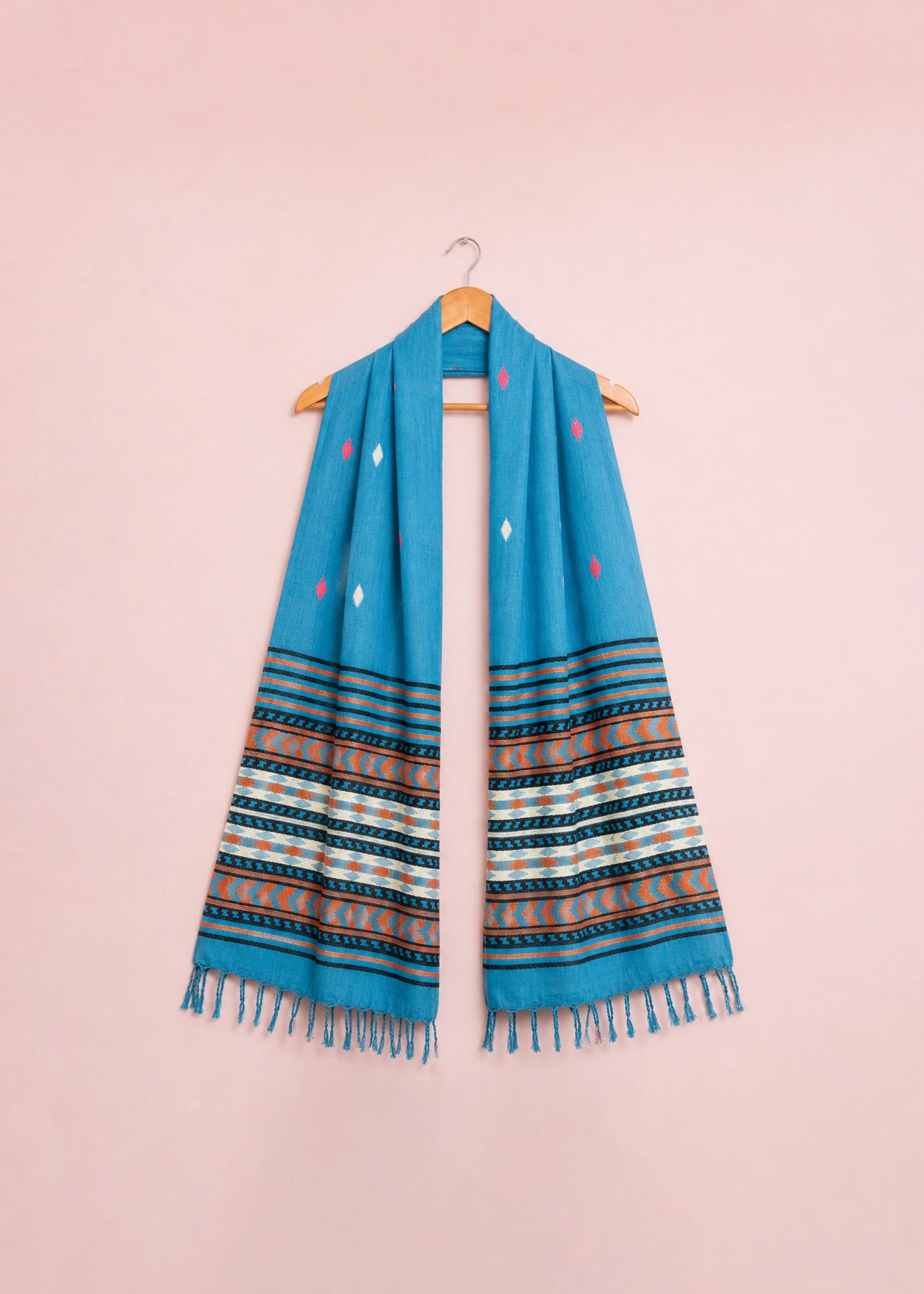Blue Ethnic Chevron Pattern Dupatta