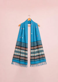 Blue Ethnic Chevron Pattern Dupatta