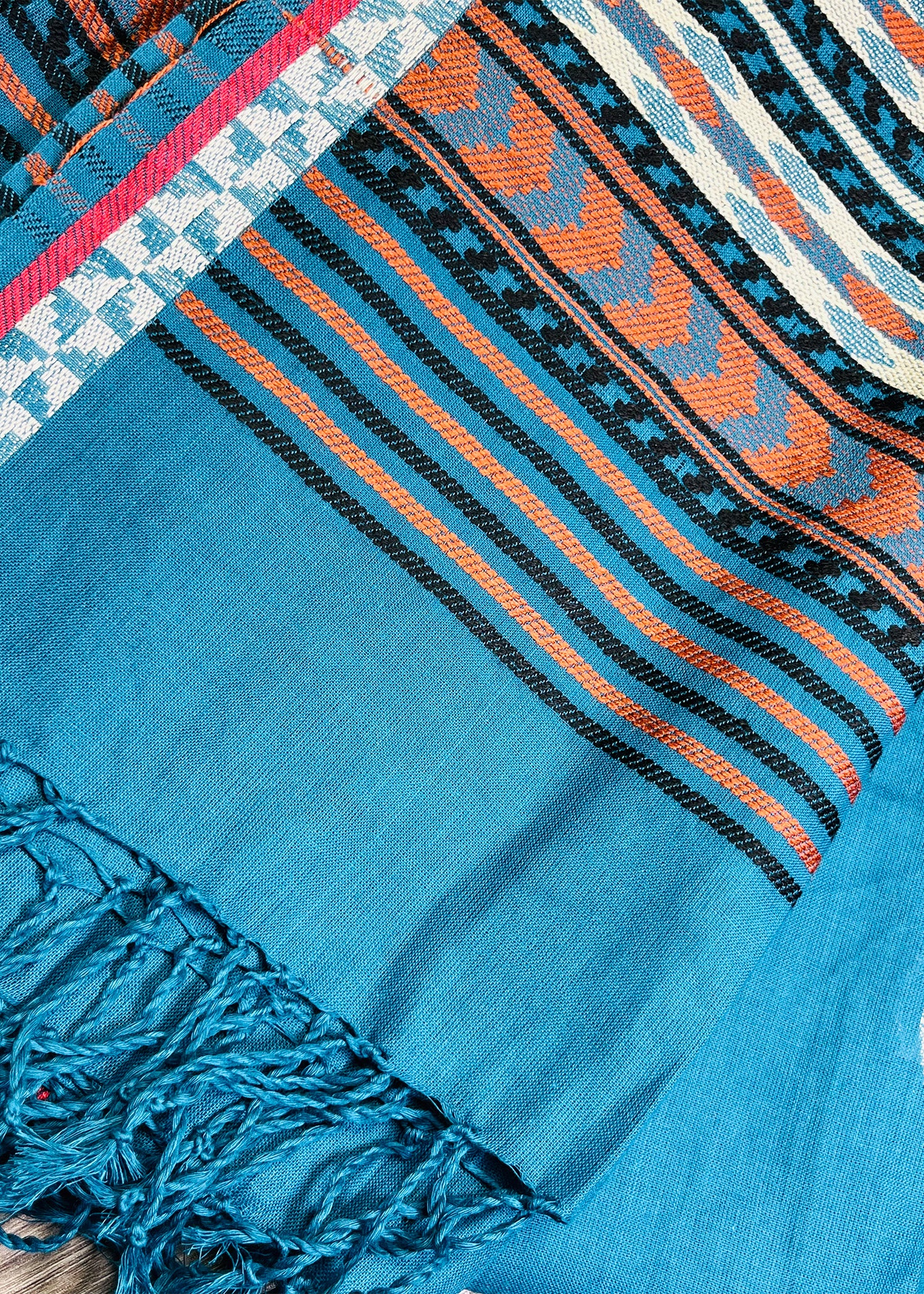 Blue Ethnic Chevron Pattern Dupatta