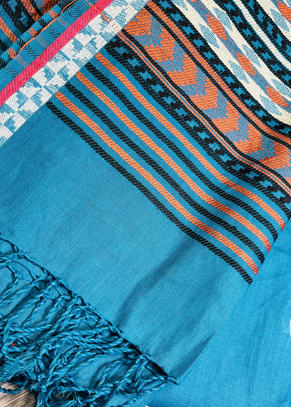 Blue Ethnic Chevron Pattern Dupatta