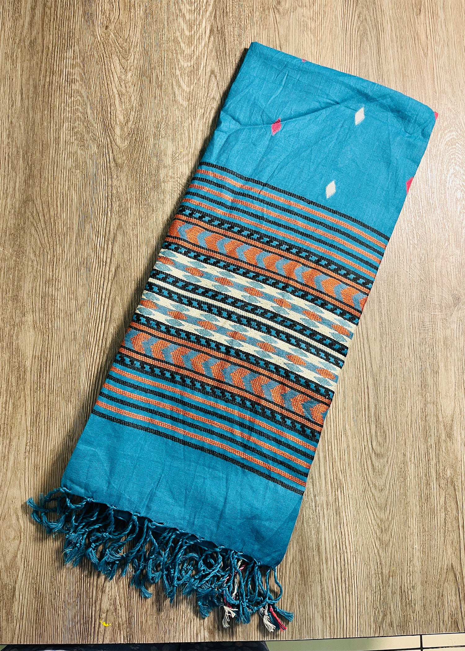 Blue Ethnic Chevron Pattern Dupatta