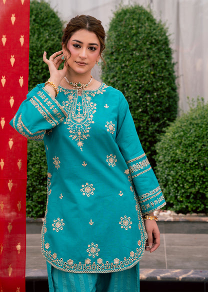 Zehra Teal – Embroidered Premium Lawn Two-Piece