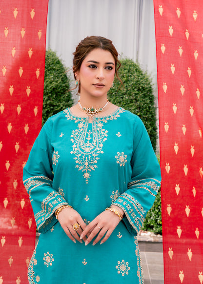 Zehra Teal – Embroidered Premium Lawn Two-Piece