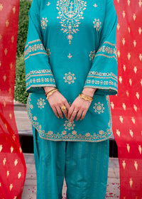 Zehra Teal – Embroidered Premium Lawn Two-Piece
