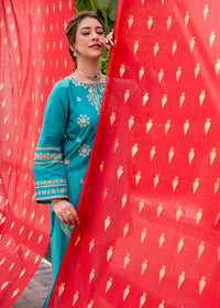 Zehra Teal – Embroidered Premium Lawn Two-Piece