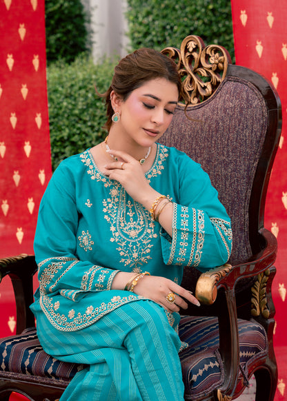 Zehra Teal – Embroidered Premium Lawn Two-Piece