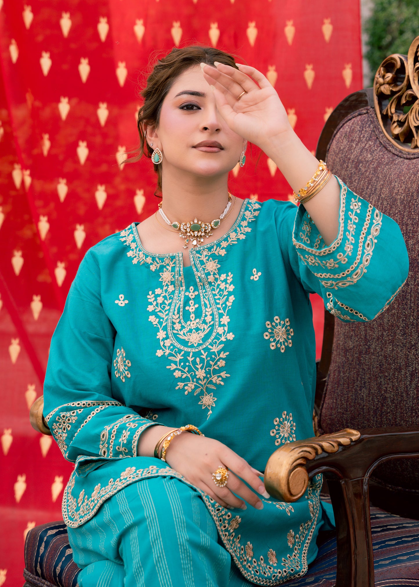 Zehra Teal – Embroidered Premium Lawn Two-Piece