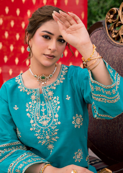 Zehra Teal – Embroidered Premium Lawn Two-Piece