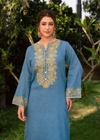 Sky Mint Elegance Jacquard 3 Piece Suit