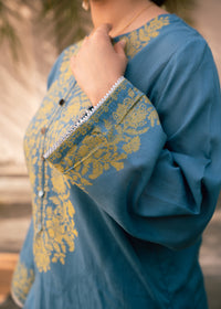 Sky Mint Elegance Jacquard 3 Piece Suit