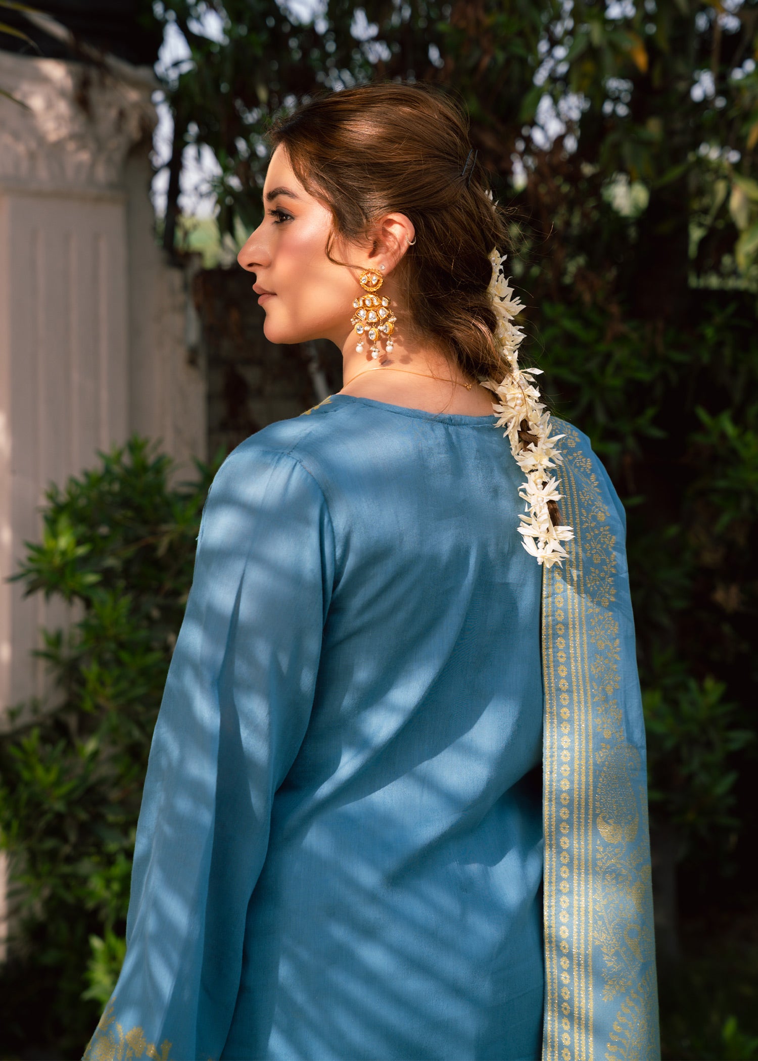 Sky Mint Elegance Jacquard 3 Piece Suit