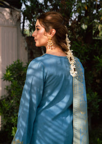 Sky Mint Elegance Jacquard 3 Piece Suit