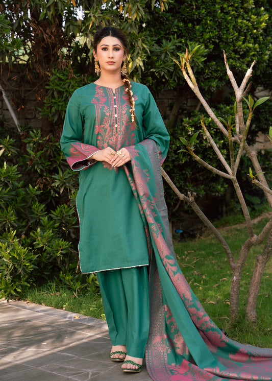 Emerald Bloom Jacquard 3-Piece