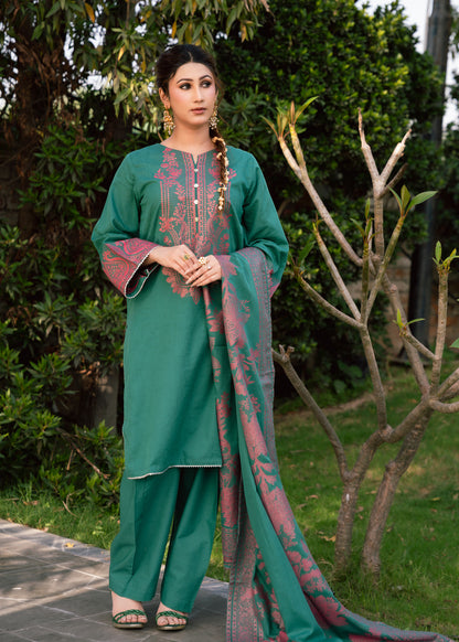 Emerald Bloom Jacquard 3-Piece