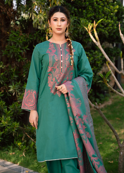 Emerald Bloom Jacquard 3-Piece
