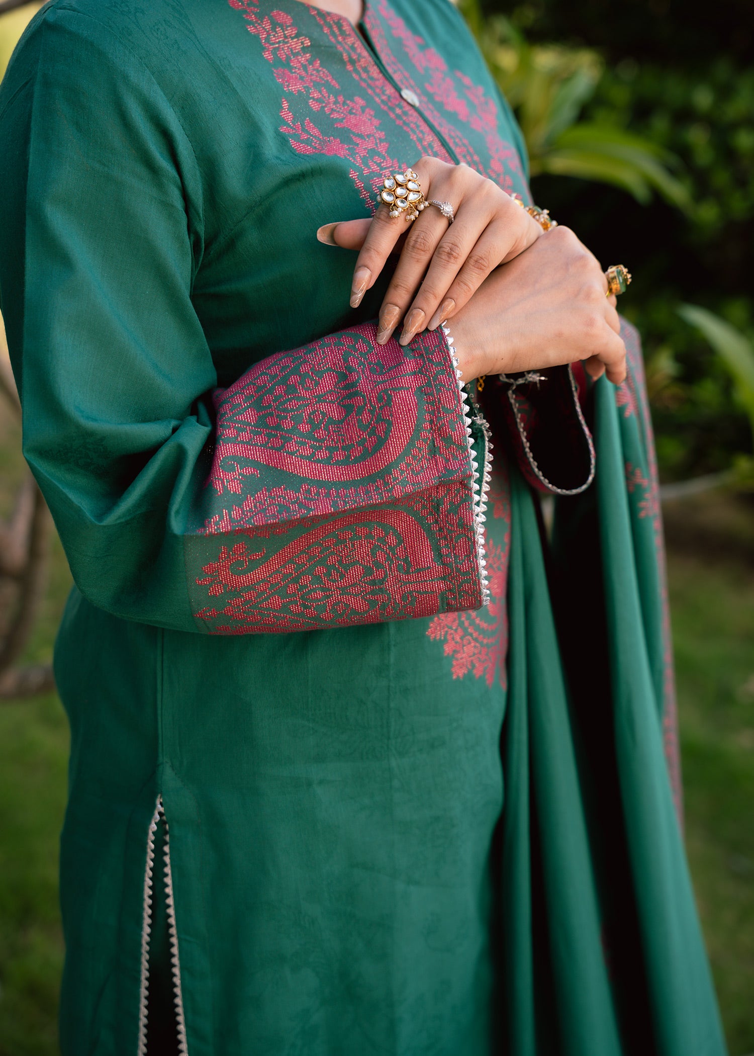 Emerald Bloom Jacquard 3-Piece