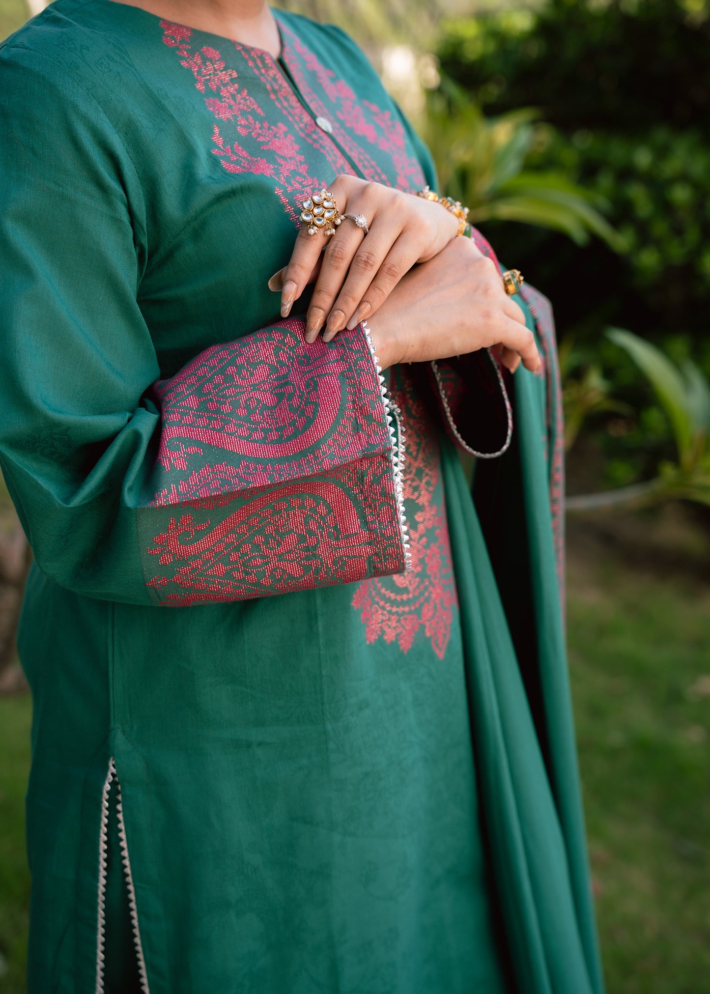 Emerald Bloom Jacquard 3-Piece
