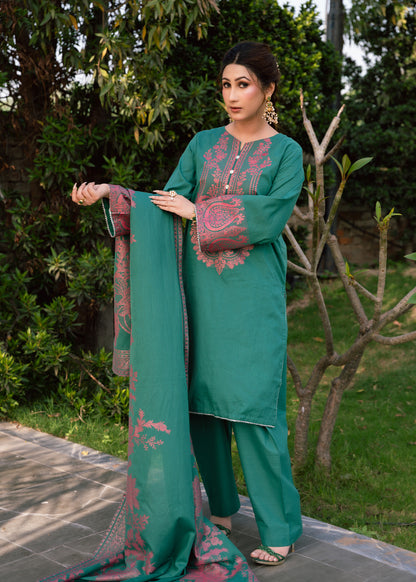 Emerald Bloom Jacquard 3-Piece