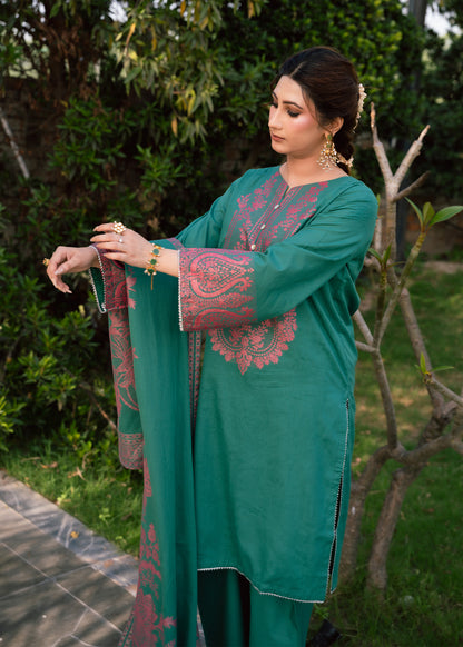 Emerald Bloom Jacquard 3-Piece