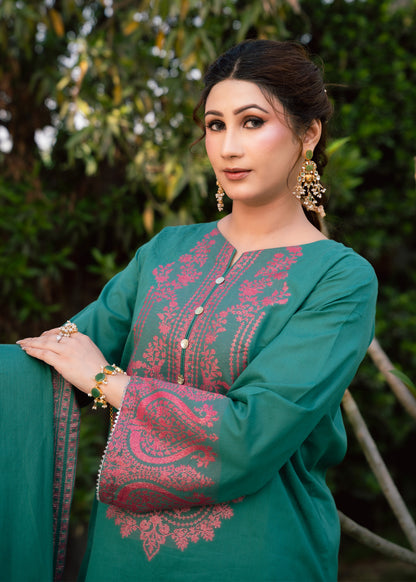 Emerald Bloom Jacquard 3-Piece