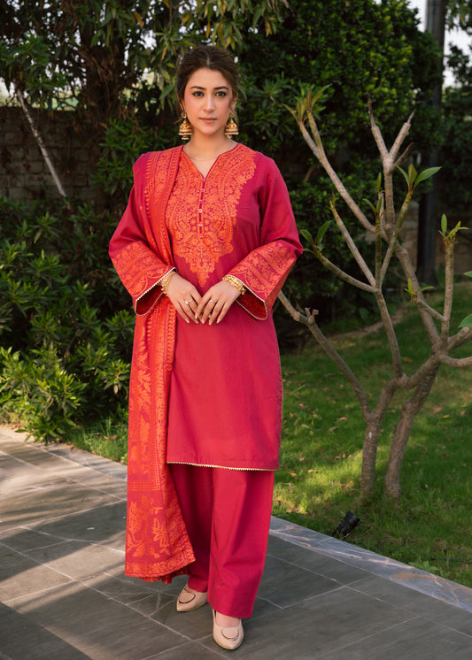 Pink Ember Royale Jacquard 3 Piece