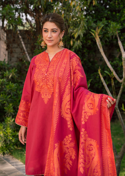 Pink Ember Royale Jacquard 3 Piece