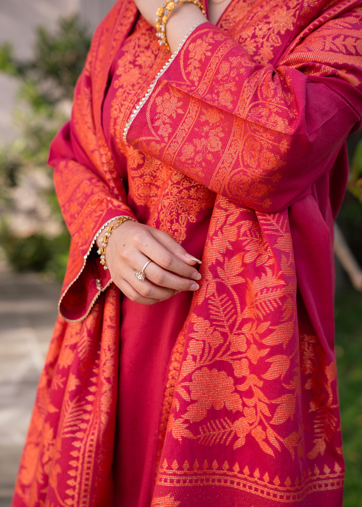Pink Ember Royale Jacquard 3 Piece