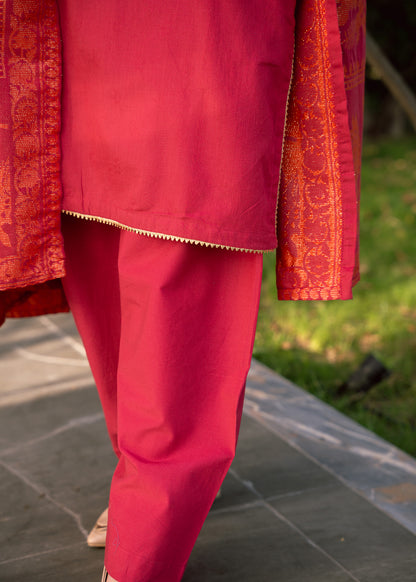 Pink Ember Royale Jacquard 3 Piece