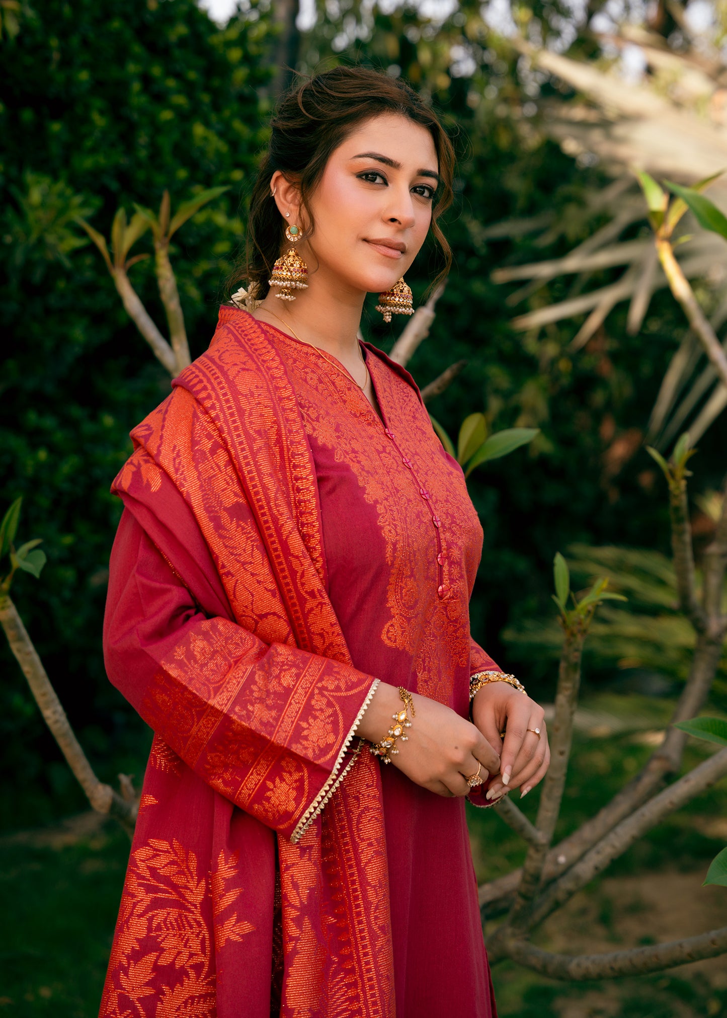 Pink Ember Royale Jacquard 3 Piece