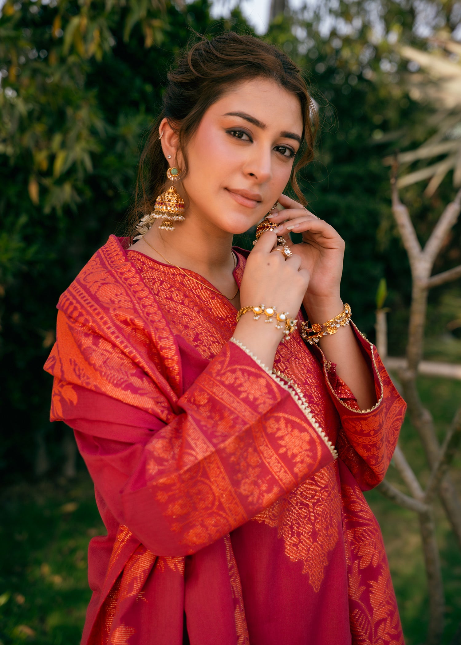 Pink Ember Royale Jacquard 3 Piece